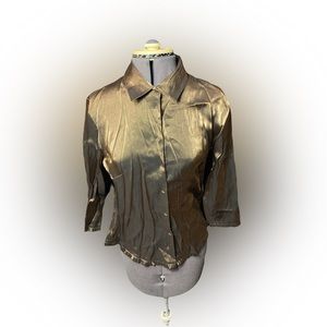 Vintage Le Caviar Gold Button Down Lined Top Size Medium